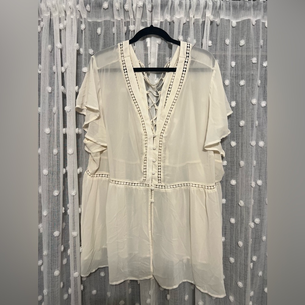 Torrid Chic Cream Sheer Tunic Top